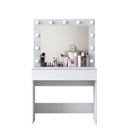 Hanah Home BJ120 - 2916 Mesa de Maquillaje Blanca con Espejo e Iluminación